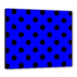 Polka Dots - Black on Blue Canvas 24  x 20  (Stretched)