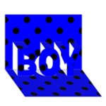 Polka Dots - Black on Blue BOY 3D Greeting Card (7x5)