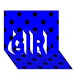 Polka Dots - Black on Blue GIRL 3D Greeting Card (7x5)
