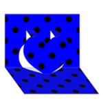 Polka Dots - Black on Blue Heart 3D Greeting Card (7x5)