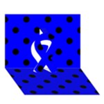 Polka Dots - Black on Blue Ribbon 3D Greeting Card (7x5)