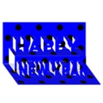 Polka Dots - Black on Blue Happy New Year 3D Greeting Card (8x4)