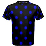 Polka Dots - Blue on Black Men s Cotton Tee