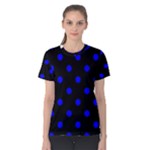 Polka Dots - Blue on Black Women s Cotton Tee