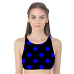 Polka Dots - Blue on Black Tank Bikini Top