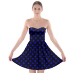 Polka Dots - Blue on Black Strapless Bra Top Dress
