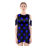 Polka Dots - Blue on Black Women s Cutout Shoulder Dress