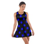 Polka Dots - Blue on Black Cotton Racerback Dress