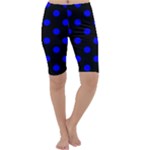 Polka Dots - Blue on Black Cropped Leggings