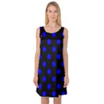 Polka Dots - Blue on Black Sleeveless Satin Nightdress