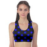 Polka Dots - Blue on Black Women s Sports Bra