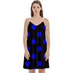 Polka Dots - Blue on Black Women s Reversible Sports Bra with Border