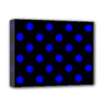 Polka Dots - Blue on Black Deluxe Canvas 14  x 11  (Stretched)