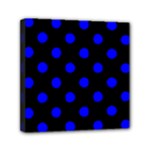 Polka Dots - Blue on Black Mini Canvas 6  x 6  (Stretched)
