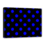 Polka Dots - Blue on Black Canvas 16  x 12  (Stretched)