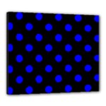 Polka Dots - Blue on Black Canvas 24  x 20  (Stretched)