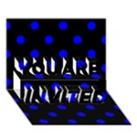 Polka Dots - Blue on Black YOU ARE INVITED 3D Greeting Card (7x5)