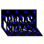 Polka Dots - Blue on Black Merry Xmas 3D Greeting Card (8x4)
