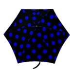 Polka Dots - Blue on Black Mini Umbrella