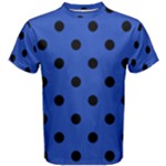 Polka Dots - Black on Cerulean Blue Men s Cotton Tee