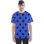 Polka Dots - Black on Cerulean Blue Men s Sport Mesh Tee