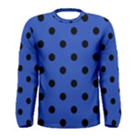Polka Dots - Black on Cerulean Blue Men s Long Sleeve T-shirt