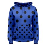 Polka Dots - Black on Cerulean Blue Women s Pullover Hoodie