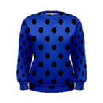 Polka Dots - Black on Cerulean Blue Women s Sweatshirt
