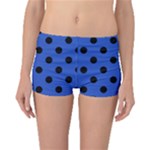 Polka Dots - Black on Cerulean Blue Boyleg Bikini Bottoms