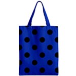 Polka Dots - Black on Cerulean Blue Zipper Classic Tote Bag