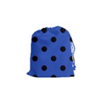 Polka Dots - Black on Cerulean Blue Drawstring Pouch (S)