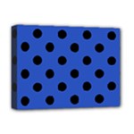 Polka Dots - Black on Cerulean Blue Deluxe Canvas 16  x 12  (Stretched)