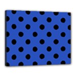 Polka Dots - Black on Cerulean Blue Canvas 20  x 16  (Stretched)