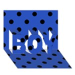 Polka Dots - Black on Cerulean Blue BOY 3D Greeting Card (7x5)
