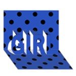 Polka Dots - Black on Cerulean Blue GIRL 3D Greeting Card (7x5)