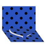 Polka Dots - Black on Cerulean Blue Heart Bottom 3D Greeting Card (7x5)