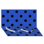 Polka Dots - Black on Cerulean Blue Twin Heart Bottom 3D Greeting Card (8x4)
