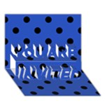 Polka Dots - Black on Cerulean Blue YOU ARE INVITED 3D Greeting Card (7x5)