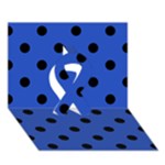 Polka Dots - Black on Cerulean Blue Ribbon 3D Greeting Card (7x5)