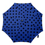 Polka Dots - Black on Cerulean Blue Hook Handle Umbrella (Medium)