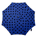 Polka Dots - Black on Cerulean Blue Hook Handle Umbrella (Large)