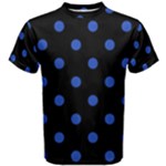 Polka Dots - Cerulean Blue on Black Men s Cotton Tee