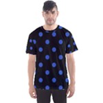 Polka Dots - Cerulean Blue on Black Men s Sport Mesh Tee