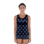Polka Dots - Cerulean Blue on Black Women s Sport Tank Top