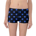 Polka Dots - Cerulean Blue on Black Boyleg Bikini Bottoms