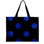 Polka Dots - Cerulean Blue on Black Zipper Mini Tote Bag