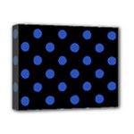 Polka Dots - Cerulean Blue on Black Deluxe Canvas 14  x 11  (Stretched)