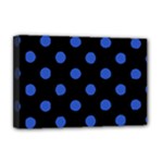 Polka Dots - Cerulean Blue on Black Deluxe Canvas 18  x 12  (Stretched)