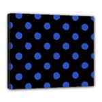 Polka Dots - Cerulean Blue on Black Deluxe Canvas 24  x 20  (Stretched)