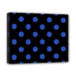 Polka Dots - Cerulean Blue on Black Canvas 10  x 8  (Stretched)